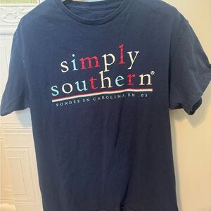 Simply Southern Navy Tee with Patriotic Cow Graphic